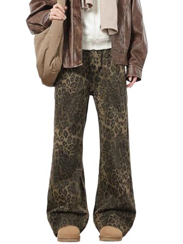 Aelfric Eden Jeans for Women High Waist Leopard Print Jeans Cheetah Pants Straight Leg Unisex Siz... | Amazon (US)