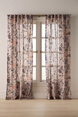 Seren Cotton Sheer Painterly Floral Curtain | Anthropologie (US)