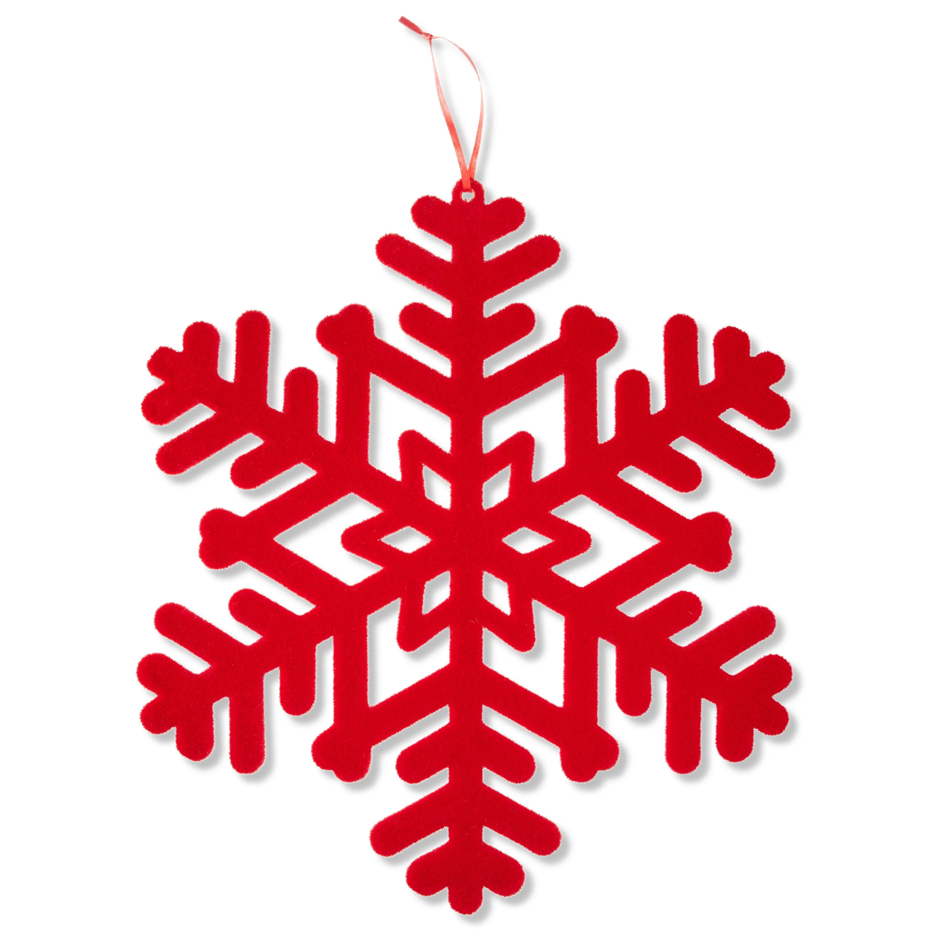 Jumbo Red Flocked Snowflake Christmas Ornament, 14 in, by Holiday Time | Walmart (US)
