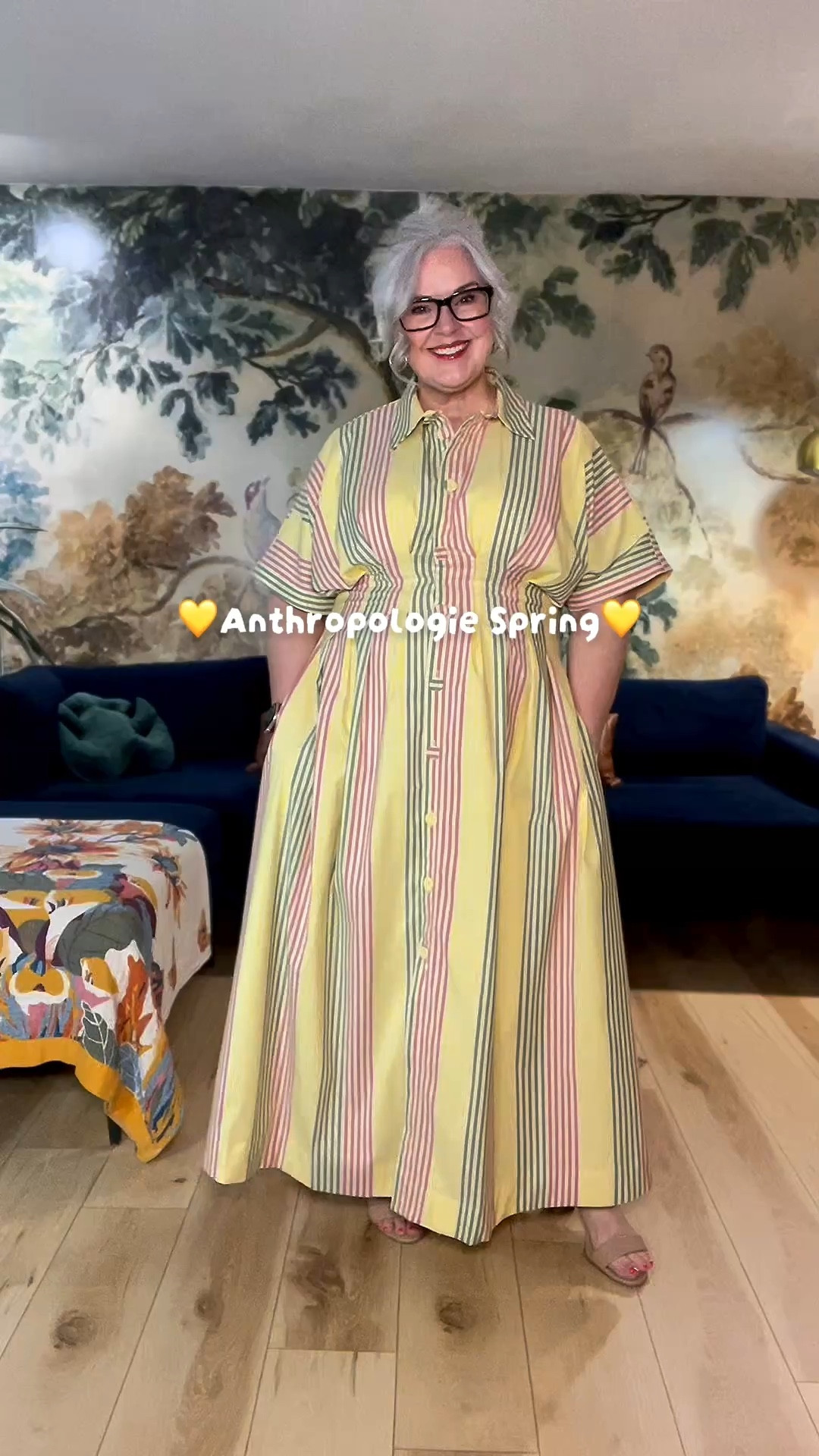 I’ve been eyeing this dress for so long, so happy I finally got it, the colors are even prettier in person. 💛💚🩷 @Anthropologie  
Wearing XL in the dresss
#anthropologiestyle #over50fashion #over50style #dopaminedressing #ootd 

#LTKMidsize #LTKootd #LTKOver40