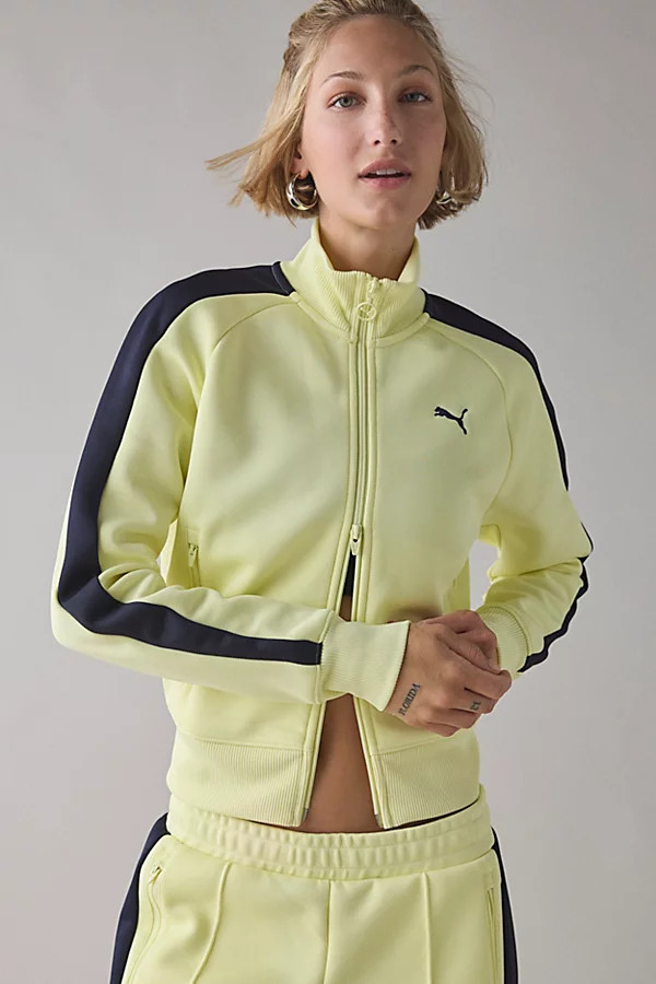 Puma T7 Short Track Jacket in Gold Moon, Women's at Urban Outfitters | Urban Outfitters (US and RoW)