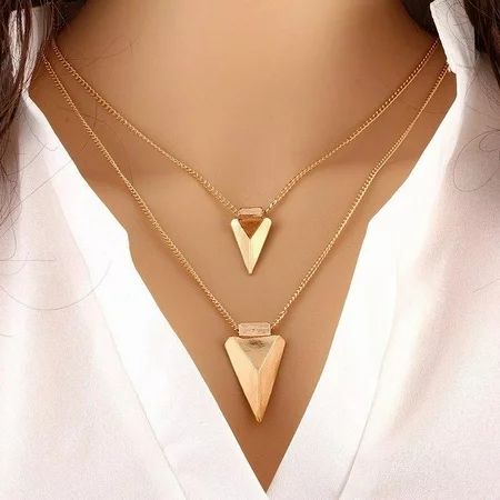 Fashion Gold Plated Two Layer Chain Beads Pendant Necklace Beautiful Wedding Choker Gold Color Neckl | Walmart (US)