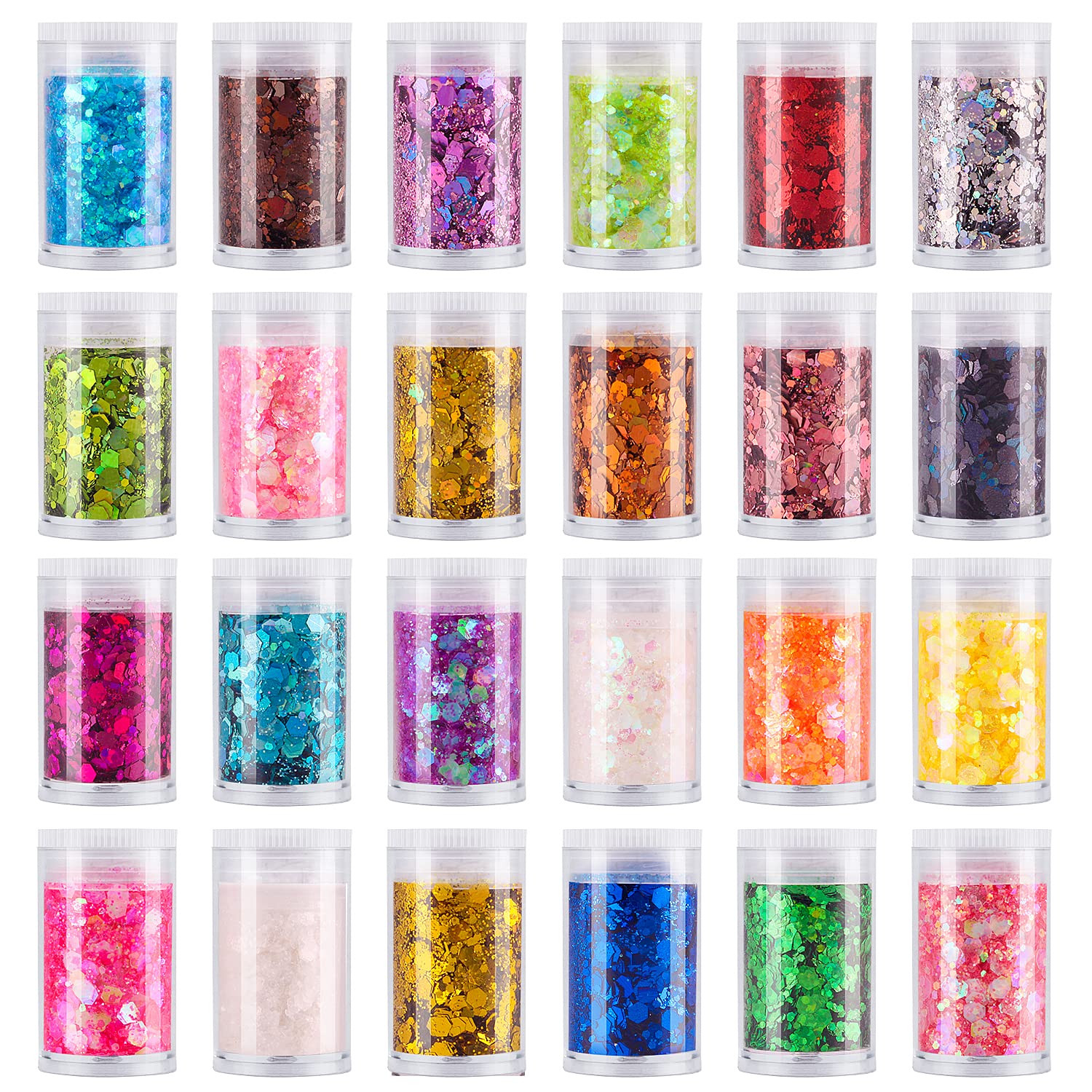 Estanoite 24 Color Sequins & Fine Glitter Mix - Holographic Glitter Flakes for Face, Body, Eye, H... | Amazon (US)