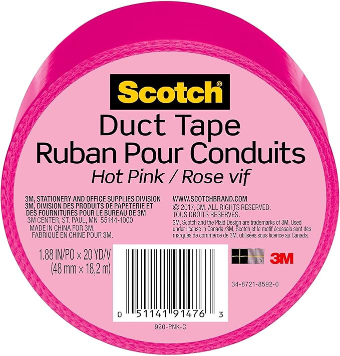 Scotch Duct Tape, 1.88 in x 20 yd, Hot Pink, 6 Pack (920-PNK-C) | Amazon (US)