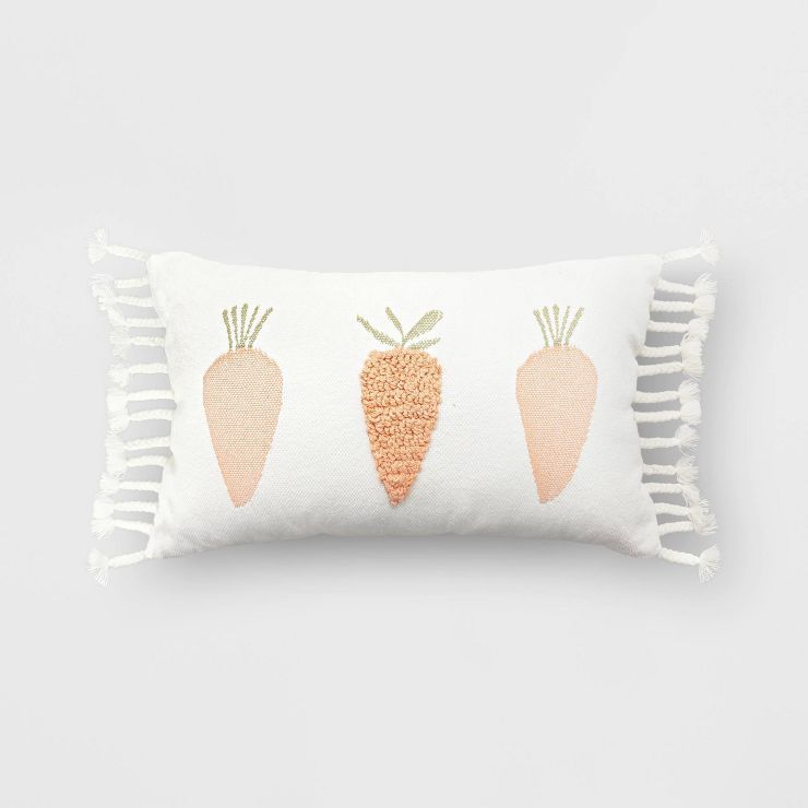 Oversized Tufted Carrot Easter Lumbar Throw Pillow Ivory/Peach - Threshold™ | Target