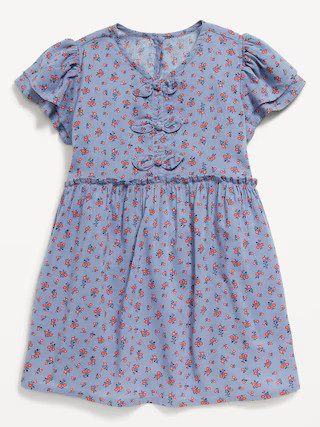 Printed Short-Sleeve Ruffled Bow Dress for Toddler Girls | Old Navy (US)