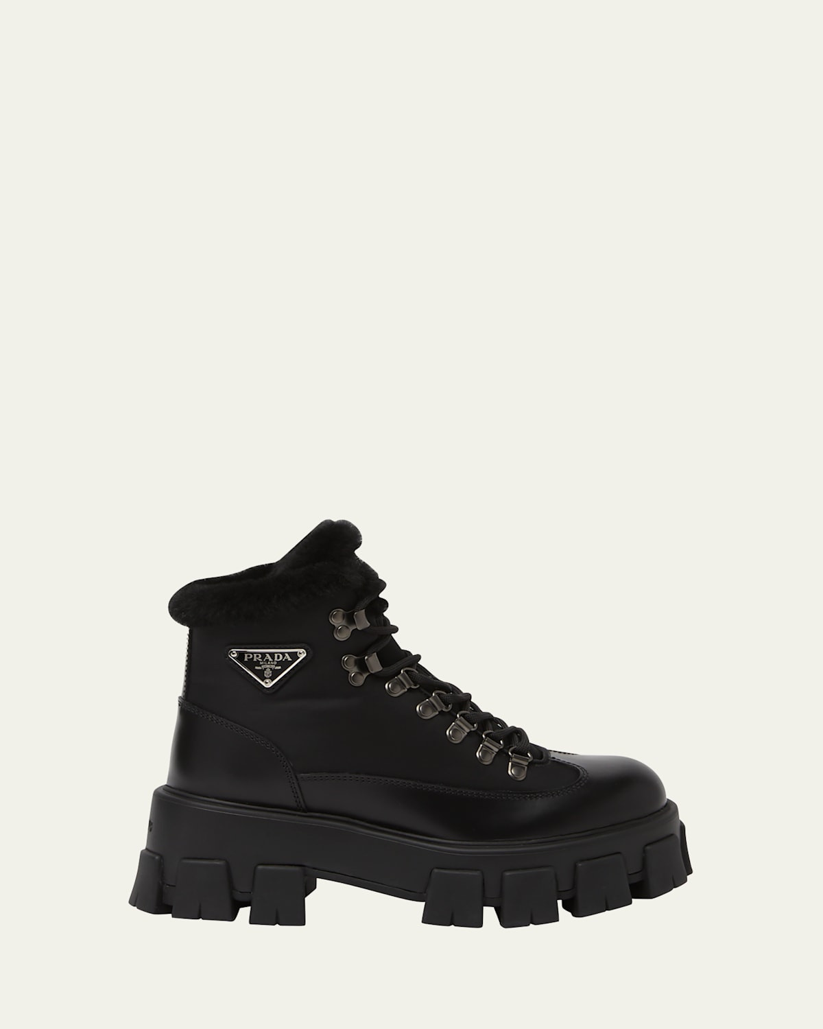 Monolith Nylon Shearling Hiker Boots | Bergdorf Goodman