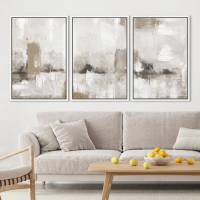 Muted Brown Grunge Abstract Modern Rustic Zen Neutral Home Decor - Framed Canvas Print Wall Art Work | Wayfair North America