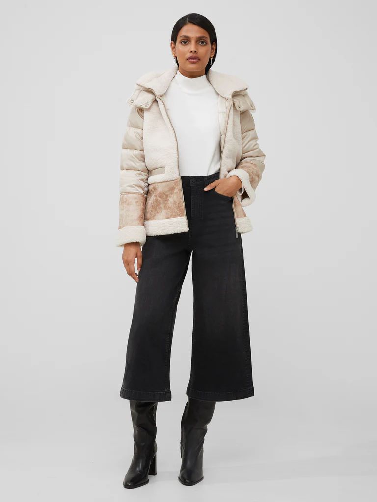 Vegan Leather Sherpa Puffer Coat | French Connection (US)