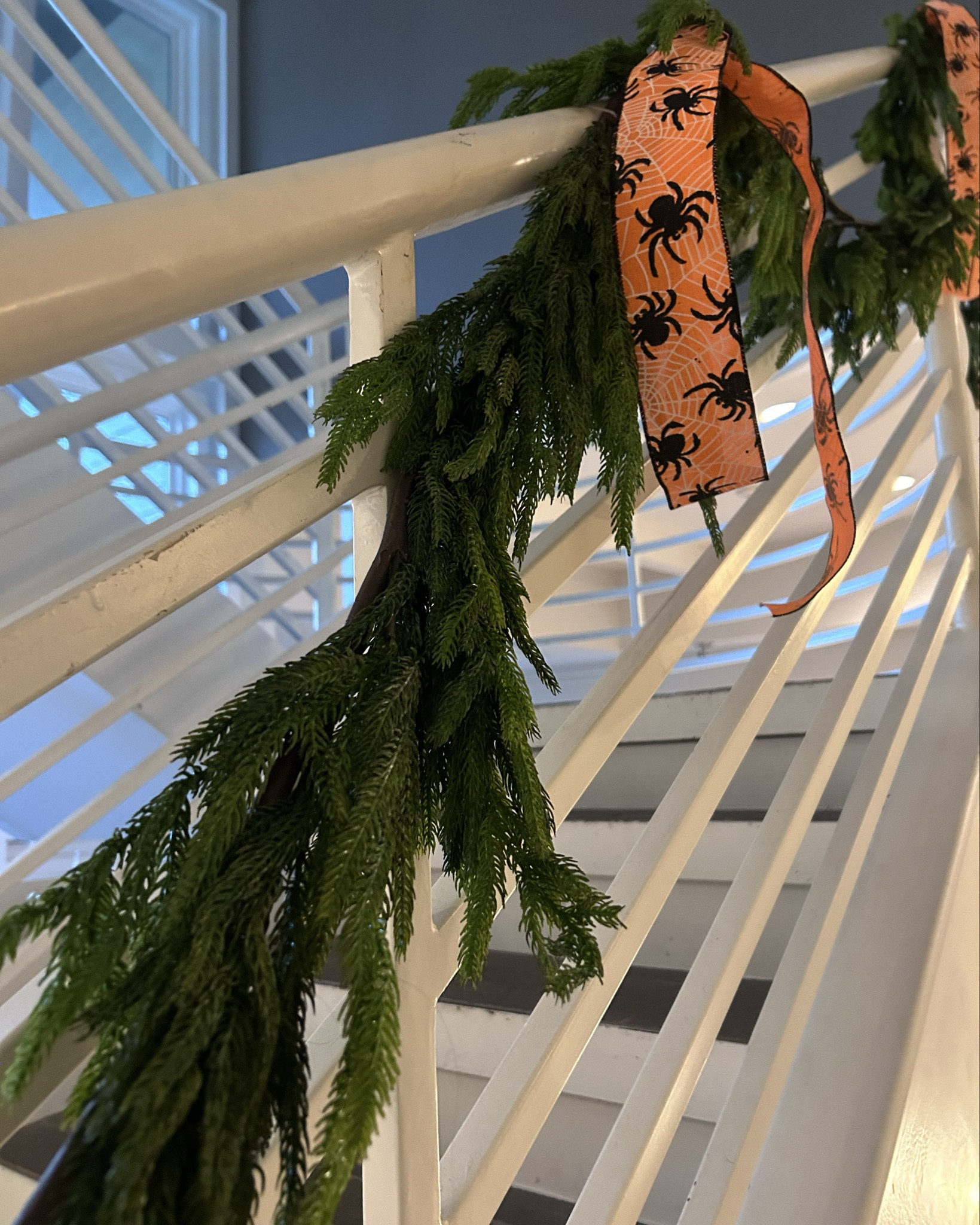 Decided to decorate my staircase early this year. Love this realistic looking beautiful norfolk pine garland. I am planning to change the accents for the season changes  #ltkHome

#LTKHoliday #LTKSeasonal