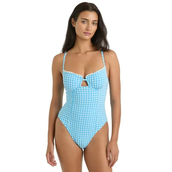 Jessica Simpson Women's Gingham Underwire One-Piece Swimsuit, Sizes XS-2XL | Walmart (US)