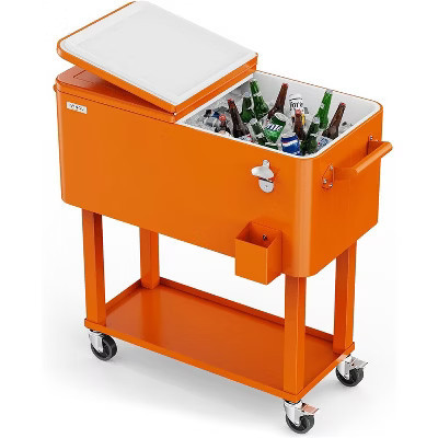 VINGLI 80qt Rolling Ice Chest, Patio Party Bar Drink Cooler Cart for Party, Pool, BBQ | Target