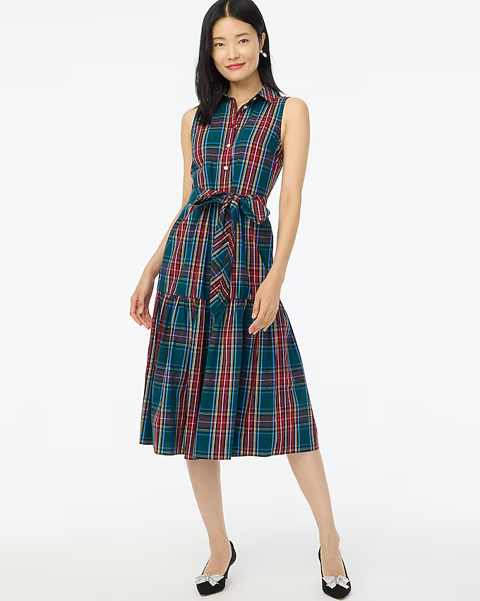 Sleeveless tartan shirtdress | J.Crew Factory