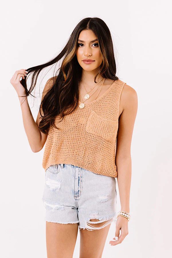 Acting Shy Knit Tank In Peach | Impressions Online Boutique