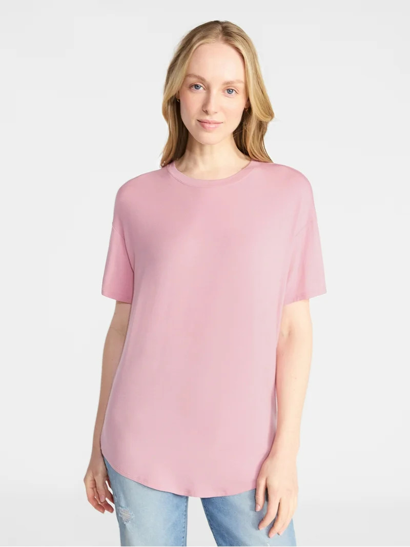 Time and Tru Women's Tunic Tee with Short Sleeves, Sizes XS-XXXL | Walmart (US)