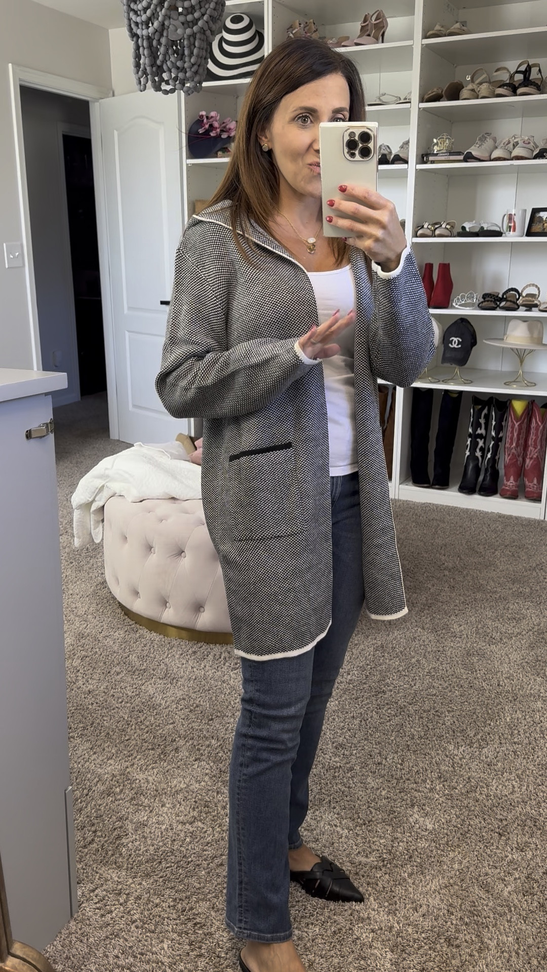 Love with sweater!   Beautiful material and has a hood. Wearing a small  

#LTKWorkwear #LTKSeasonal #LTKWatchNow