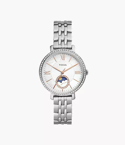 Jacqueline Sun Moon Multifunction Stainless Steel Watch | Fossil (US)