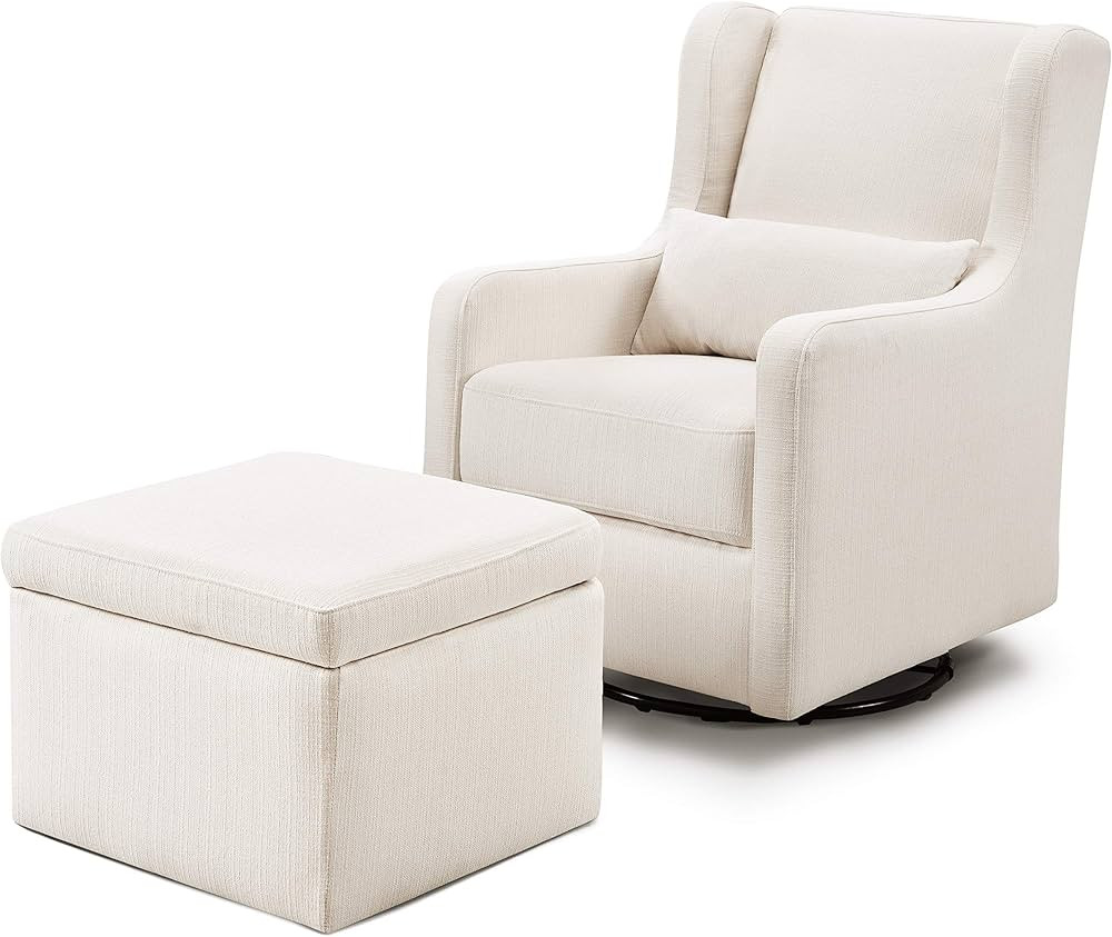 Carter's by DaVinci Adrian Swivel Glider with Storage Ottoman in Performance Cream Linen, Water R... | Amazon (US)