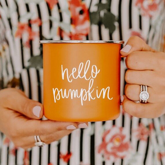 Hello Pumpkin Coffee Mug | Fall Campfire Mug | Pumpkin Spice Latte Mug | PSL Autumn Mug | Cute Fa... | Etsy (US)