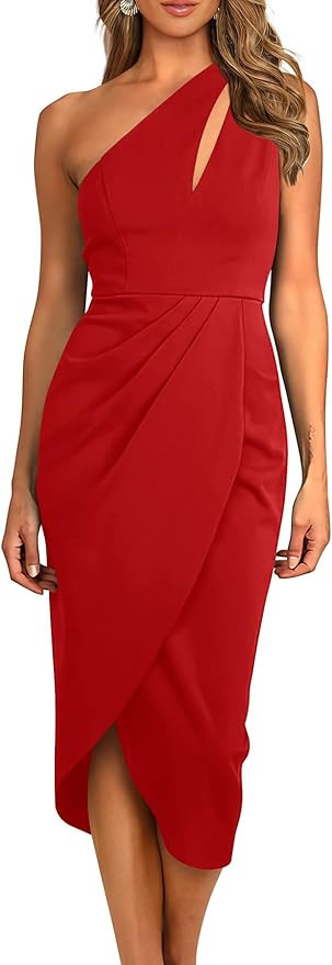 PRETTYGARDEN Women's One Shoulder Ruched Bodycon Dress 2024 Summer Cutout Slit Wrap Party Cocktai... | Amazon (US)