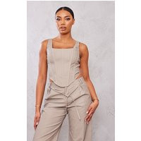 Tall Stone Faux Leather Corset Top | PrettyLittleThing UK