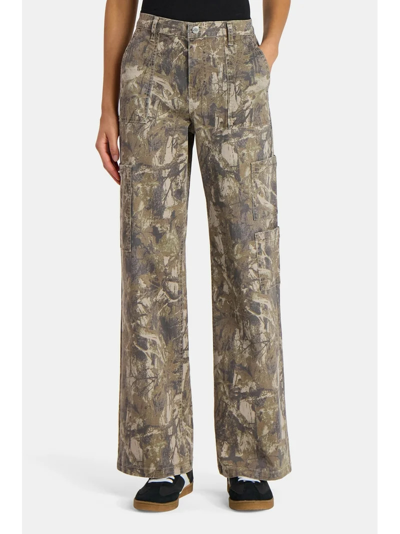 No Boundaries Cargo Wide Leg Jeans, 31" Inseam, Women's | Walmart (US)