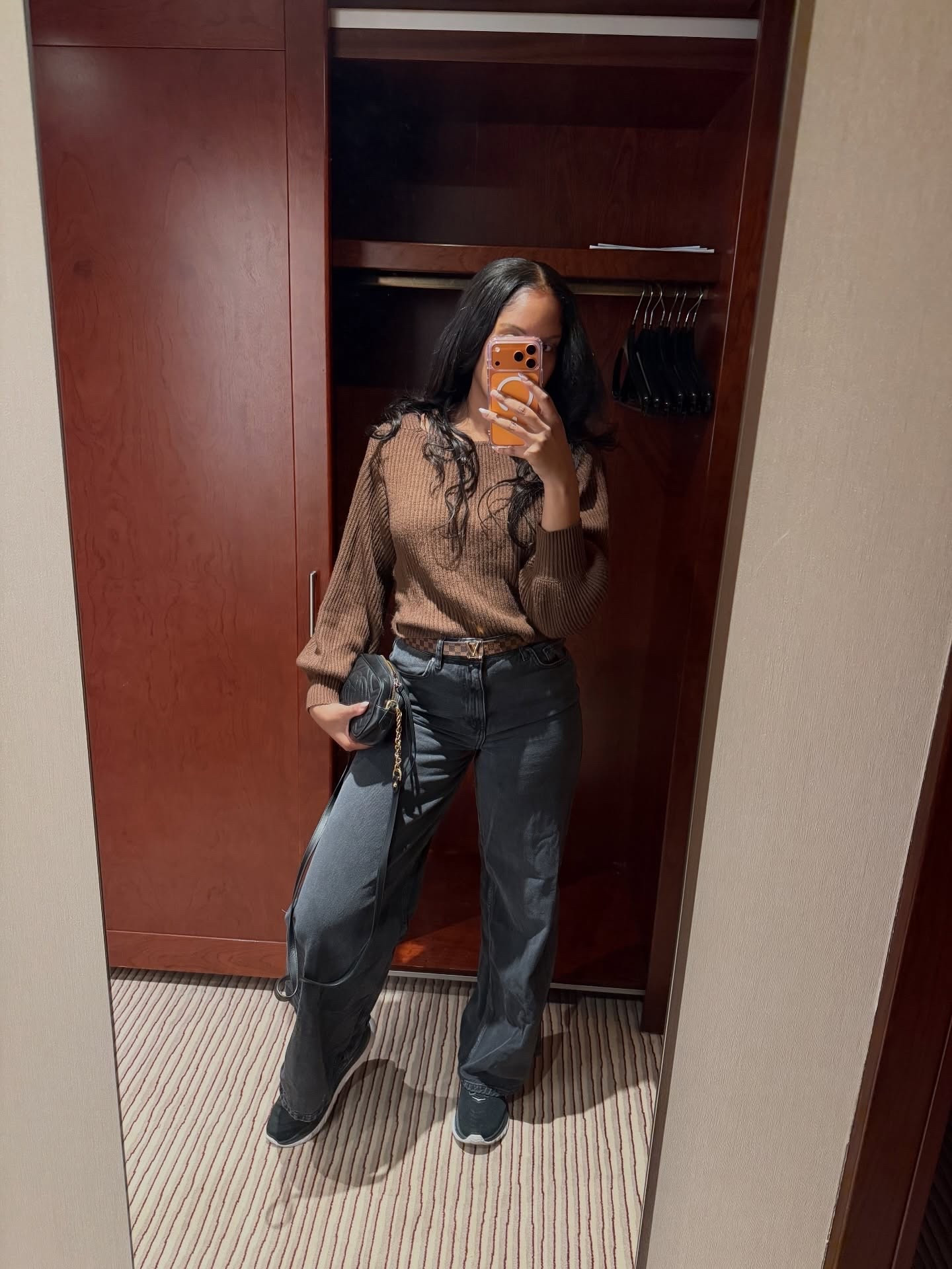 Fall fashion is officially here 🍂 and this look is setting the vibe for October.

Simple but so good — I’m rocking a cozy reversible brown knit sweater with black wide-leg high-rise jeans. Kept it comfy with Hokas (because mom life 😅), but it can easily be dressed up with booties, a LV belt + bag, and gold jewelry ✨

Comfy, cute, and fall-ready. Comment SHOP and I’ll send you the links to recreate this look 🤎

#LTKStyleTip #LTKWorkwear #LTKSeasonal