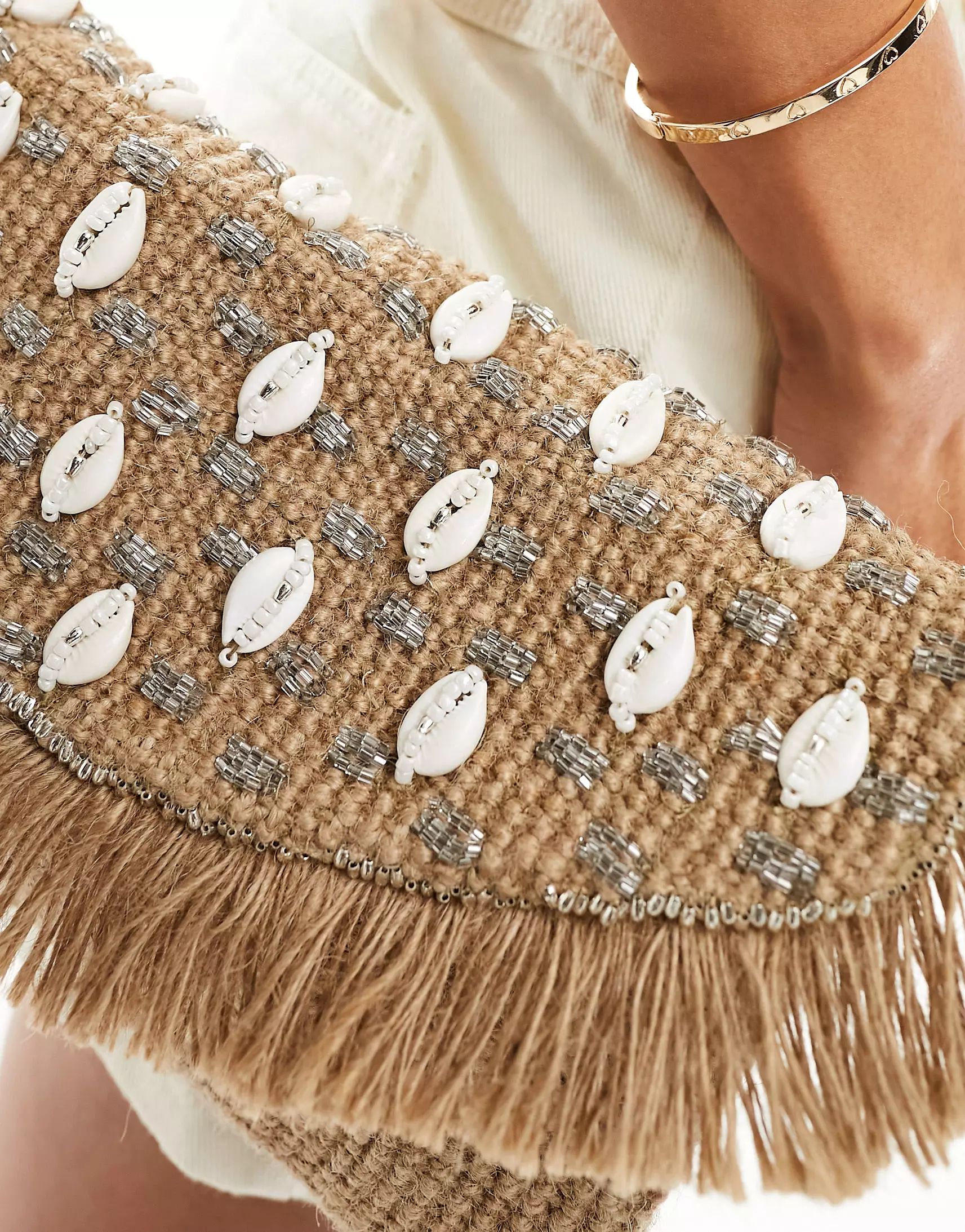 Glamorous embellished shell beachy clutch bag in natural | ASOS | ASOS (Global)