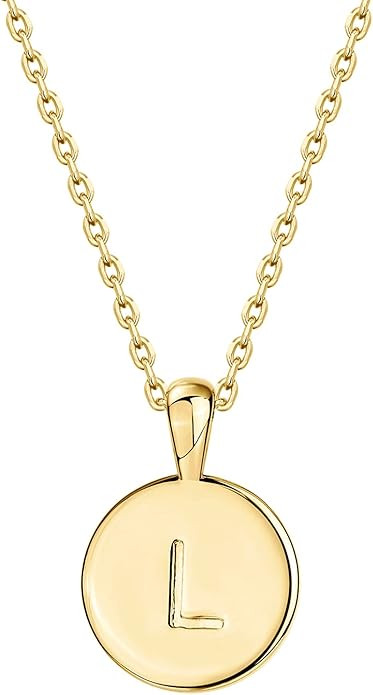 PAVOI 14K Gold Plated Initial Letter Pendant Necklace for Women | Gold Alphabetical Initial Neckl... | Amazon (US)