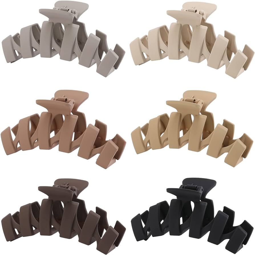 6 Pack Hair Clips, Strong Hold Matte Hair Clips, Large Claw Clips for Thick Hair, Extra Hair Claw... | Amazon (US)