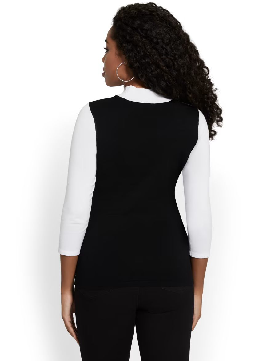 Colorblock Cut-Out Mock-Neck Sweater - New York & Company | New York & Company