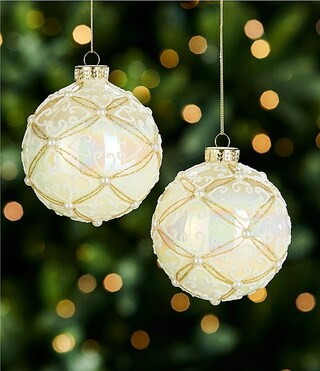 Southern Living Twelve Days of Christmas Collection Iridescent Glitter Glass Ball Ornament, Set o... | Dillard's