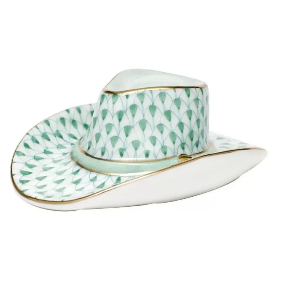 Herend Cowboy Hat Green 3.25 in L X 1.25 in H | Gracious Style | Gracious Style