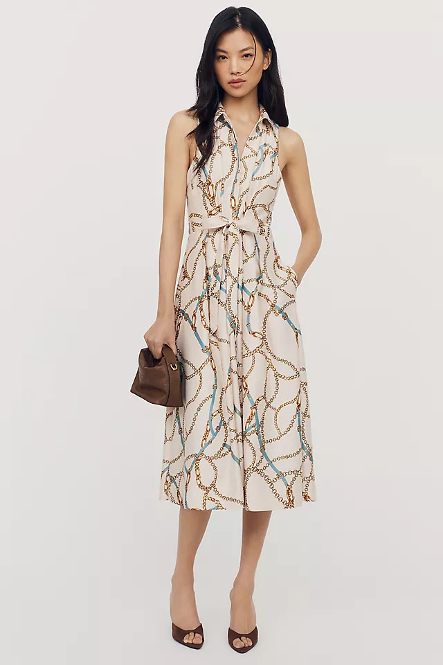 Satin Tie Twist Midi Dress | Anthropologie (US)