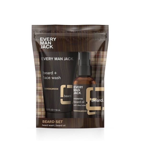 Every Man Jack Men's Sandalwood Beard Trial & Travel Pouch - Beard + Face Wash, Moisturizing Bear... | Target