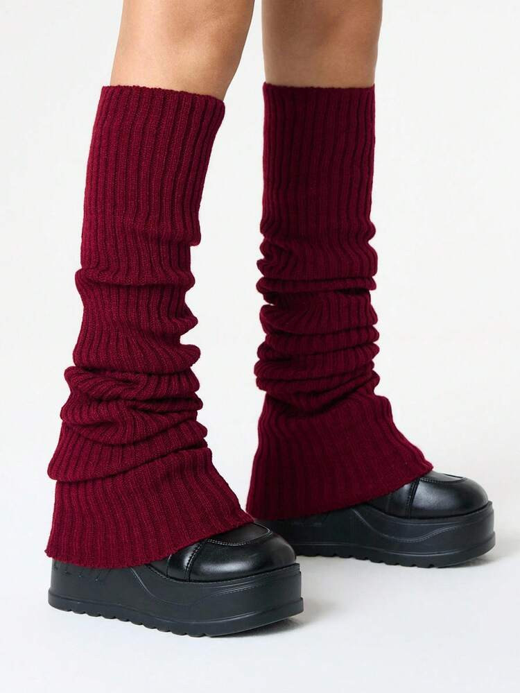 Grunge Punk 1 Pair Women's Dopamine Colorful Vertical Striped 90cm Knitted Extra Long Leg Warmers, All Season | SHEIN