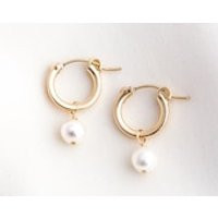 Gold Pearl Earrings / Dainty Pearl Hoop Earrings / Gold Filled Mini Pearl Hoops / Bridesmaids Gift Earrings / Bridal Jewelry / Sterling Gift | Etsy (US)