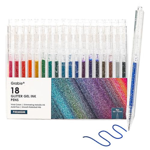 Grabie Glitter Gel Pens, 18 Colors Glitter Gel Pens Set, Retractable Sparkle Gel Ink Pens for Coloring Books, Journaling, Drawing, Scrapbooking & DIY Crafts, Smooth Writing Art Pens for Creative Work | Amazon (US)