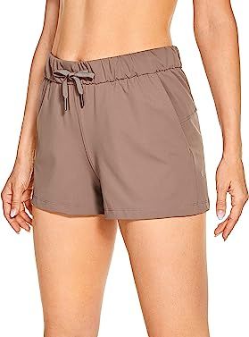 CRZ YOGA Women's Stretch Lounge Travel Shorts Elastic Waist Comfy Workout Shorts with Pockets -2.... | Amazon (US)