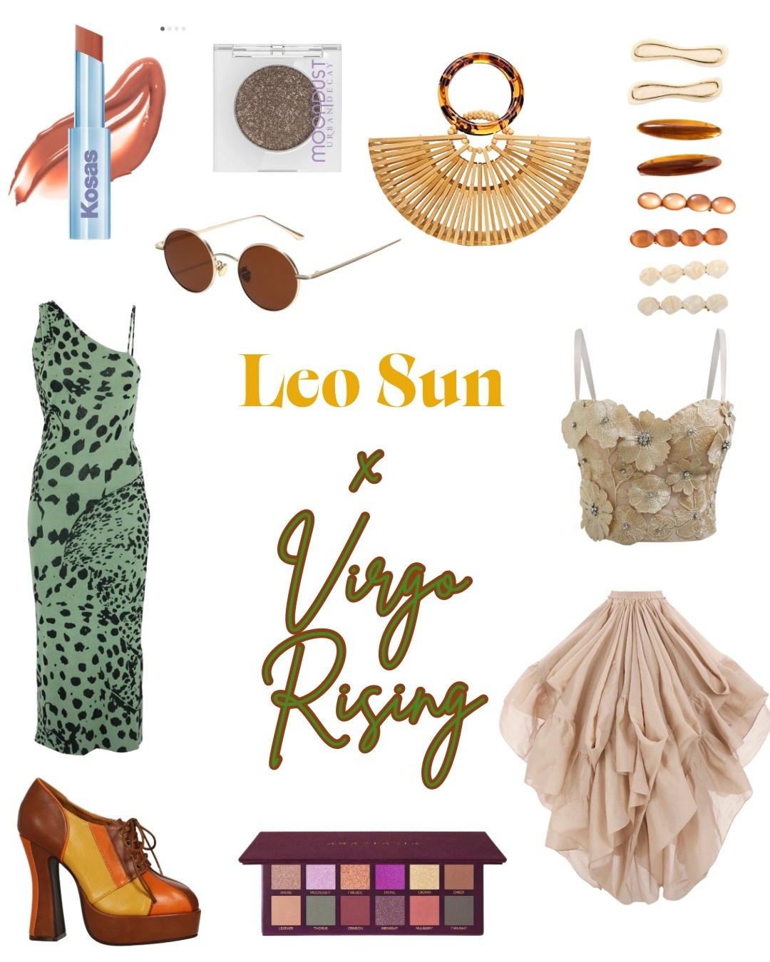 Astrology coded summer & fall style:
Leo Sun x Virgo Rising 

☀️ Sun sign = Your primary astrology sign (when people ask “what’s your sign?” this is the one you say). Your core self & what motivates you. 

⬆️ Rising sign = How people perceive you & how you present yourself to the world. (Sun sign can be learned with birth month and day; Rising sign needs that info + location & time of birth.) 

♌️ Leo Personality - Confident, charismatic, dramatic, warm, generous, ambitious, proud, strong-willed. 

♍️ Virgo Personality - Detail-oriented, analytical, perfectionist, practical, grounded, modest, selfless, helpful, cautious, reserved. 

A Leo with a Virgo rising is a person who wants to be noticed, but not for the wrong reasons. This combo is effortlessly chic and doesn’t gain attention by dramatics. A layer of polish & perfection is important to them so they attempt to stand out by looking put-together (this combo is very clean-girl influencer coded).

Style Guide:

-Warm and metallic neutrals make a Leo x Virgo combo feel energized. Think brown, ivory, beige, tan, and champagne. For a pop of color, choose mustard yellow or the warmer shades of green like olive or lime. 

-The Virgo rising wants to keep accessories to a minimum, but the Leo sun ensures that the ones they do wear are eye catching and bold, while still tasteful. 

- Stick to a mostly clean face with maybe one striking element like a strong lip in dark brown or warm red or a smoky eye. Otherwise, nude or brown lip & eye colors are preferred. 

Other must-have pieces: High neck dresses with a slit up the side, crisp white blouses with a silky sheen, high-low skirts, lace-up corsets (Virgo loves structure & Leo loves the drama!), bamboo bags (Virgo is a bit of an eco warrior), high but simple heels, tailored suits. 

#LTKSeasonal #LTKFindsUnder100 #LTKStyleTip