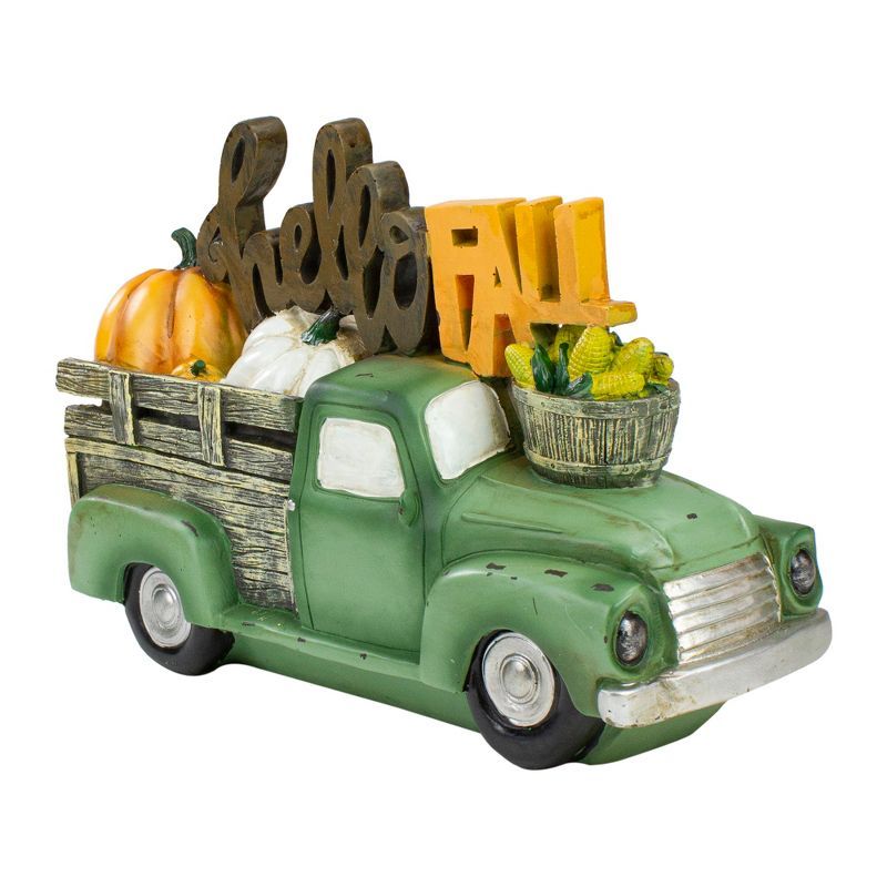Northlight 11.25" Green Truck "Hello Fall" Autumn Harvest Pumpkin Tabletop Decoration | Target