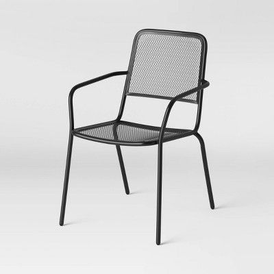 Metal Mesh Outdoor Patio Dining Chair Stacking Chair Black - Room Essentials™ | Target