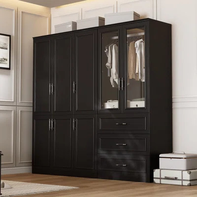 Armoire Wardrobe Closet With 8 Door & 3 Drawers, 74.8" Large Wardrobe Cabinet With Hanging Rod, Freestanding Modern Bedroom Armoire Storage Cabinet | Wayfair North America
