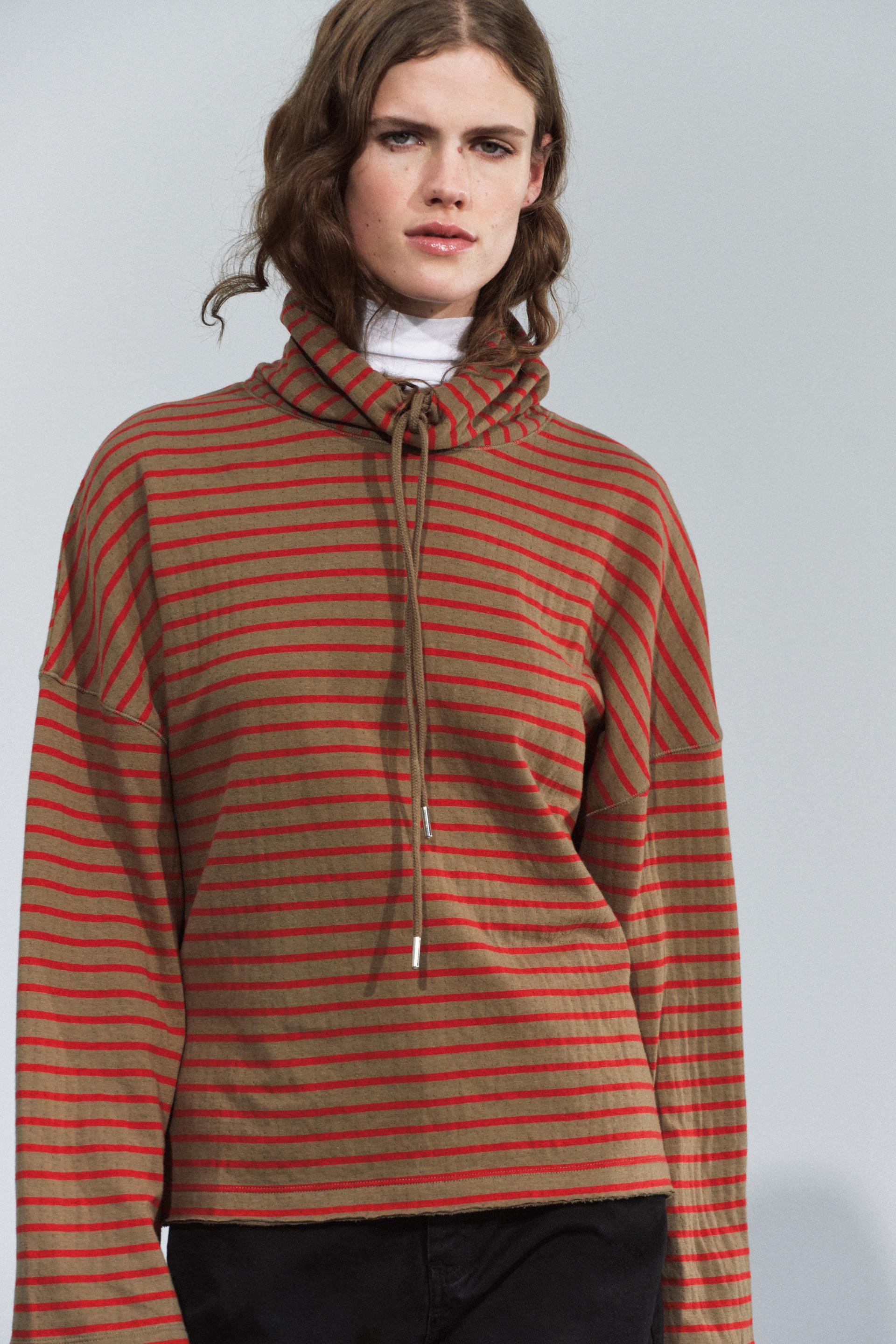 Zara - Striped Hoodie - Striped - M - Woman | Zara US
