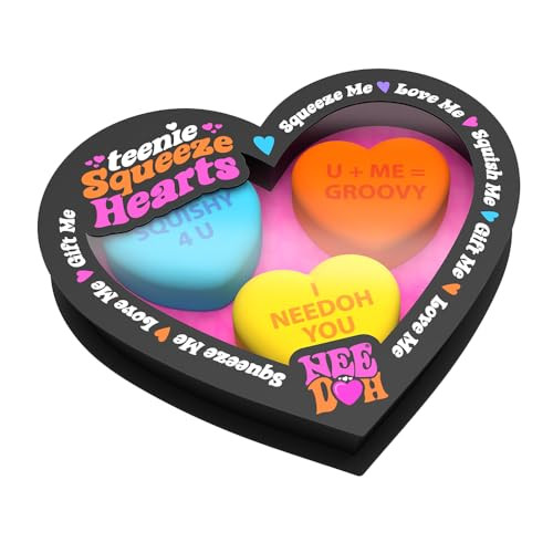 Schylling NeeDoh Teenie Squeeze Hearts - Valentines Fidget Toy - 3 Mini Groovy Globs in Assorted Colors - Ages 3 to Adult | Amazon (US)