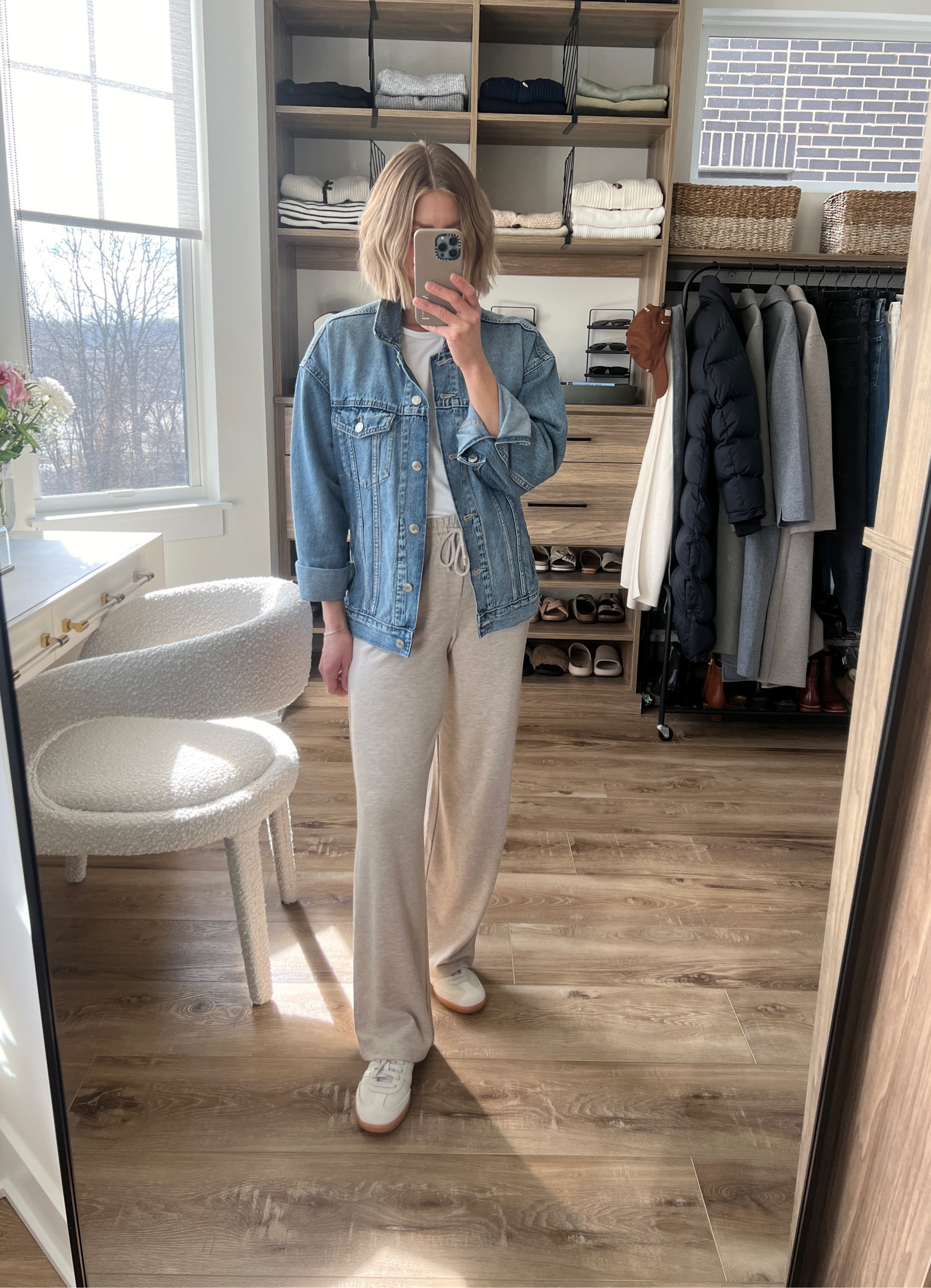 Wearing small lounge pants, medium tee, medium denim jacket, 7 sneakers (sized down one)

#LTKstyletip #LTKfindsunder50 #LTKfindsunder100