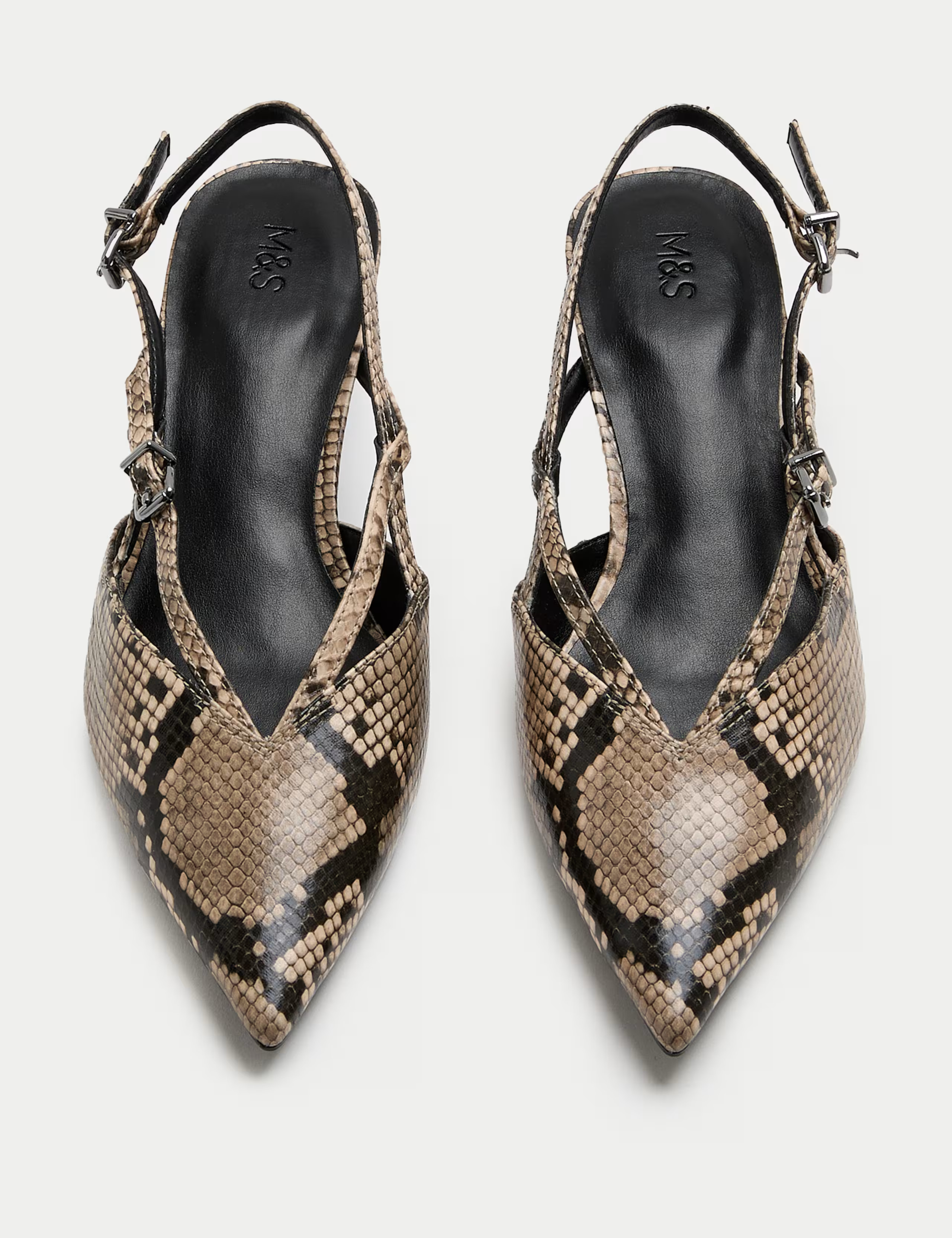 Snake Print Kitten Heel Slingback Shoes | M&S | M&S | Marks & Spencer (UK)