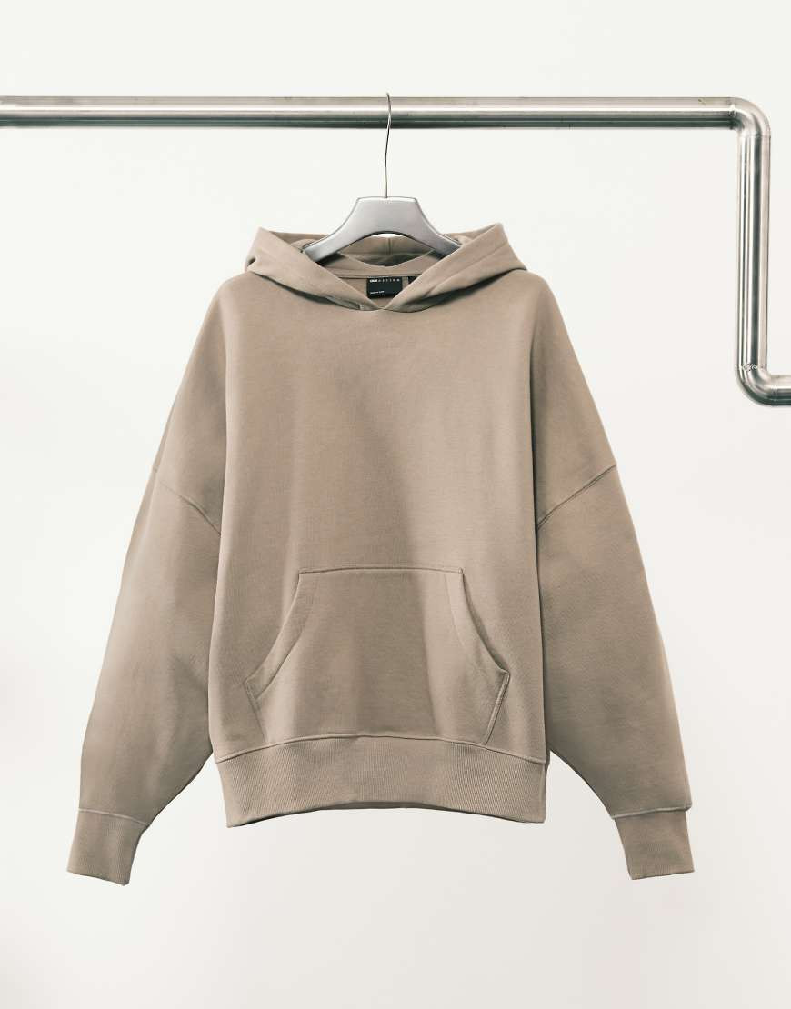ASOS DESIGN premium heavyweight oversized hoodie in 400gsm in beige - BROWN | ASOS (Global)