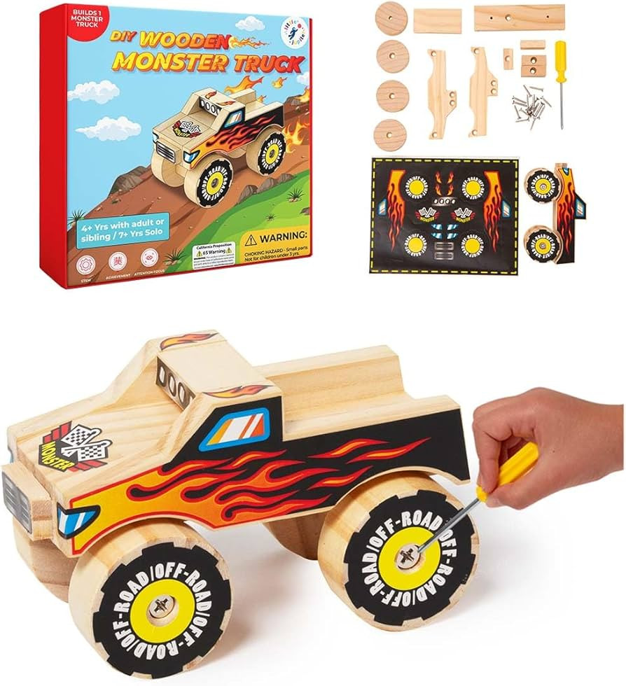 DIY Wooden Kits w/ Stickers - Kids Building Kit - Stem Building Toys - Wood Crafts for Kids - Bui... | Amazon (US)
