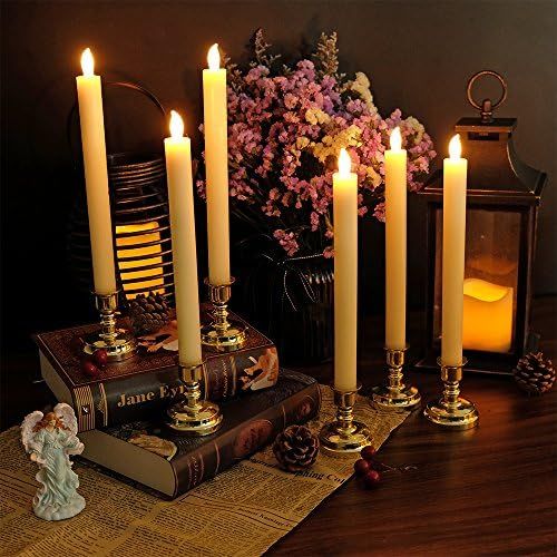 DRomance Set of 6 Flameless Taper Candles with Remote and 4H/8H Timer, Real Wax Ivory Candles LED... | Amazon (US)